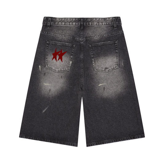 Red SStar Wide Leg Jorts