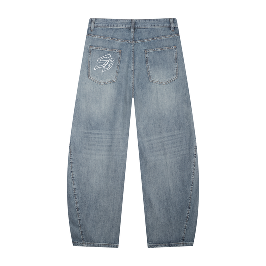 Club Pocket Vintage Wash Barrel Leg Jeans