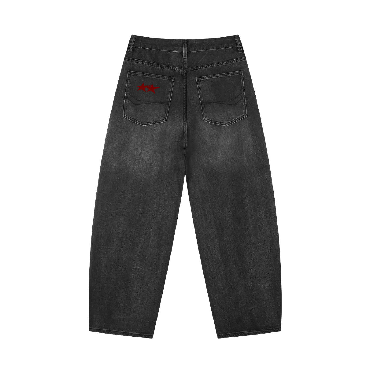 Red SStar Pocket Sunfade Vintage Wash Barrel Leg Jeans