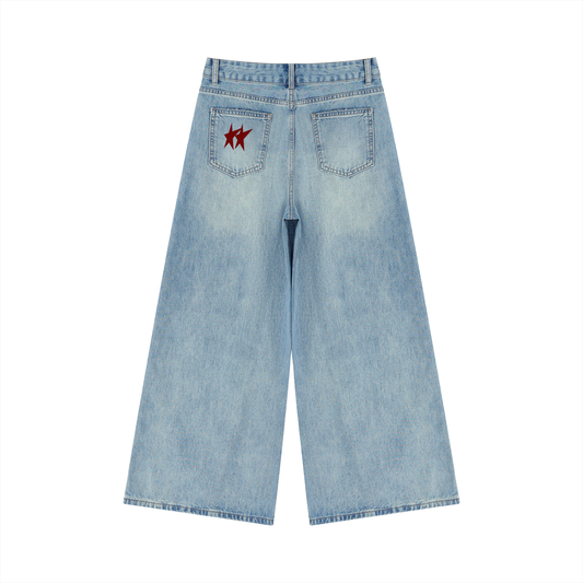Women’s Red SStar Pocket Vintage Wash Wide Leg Jeans